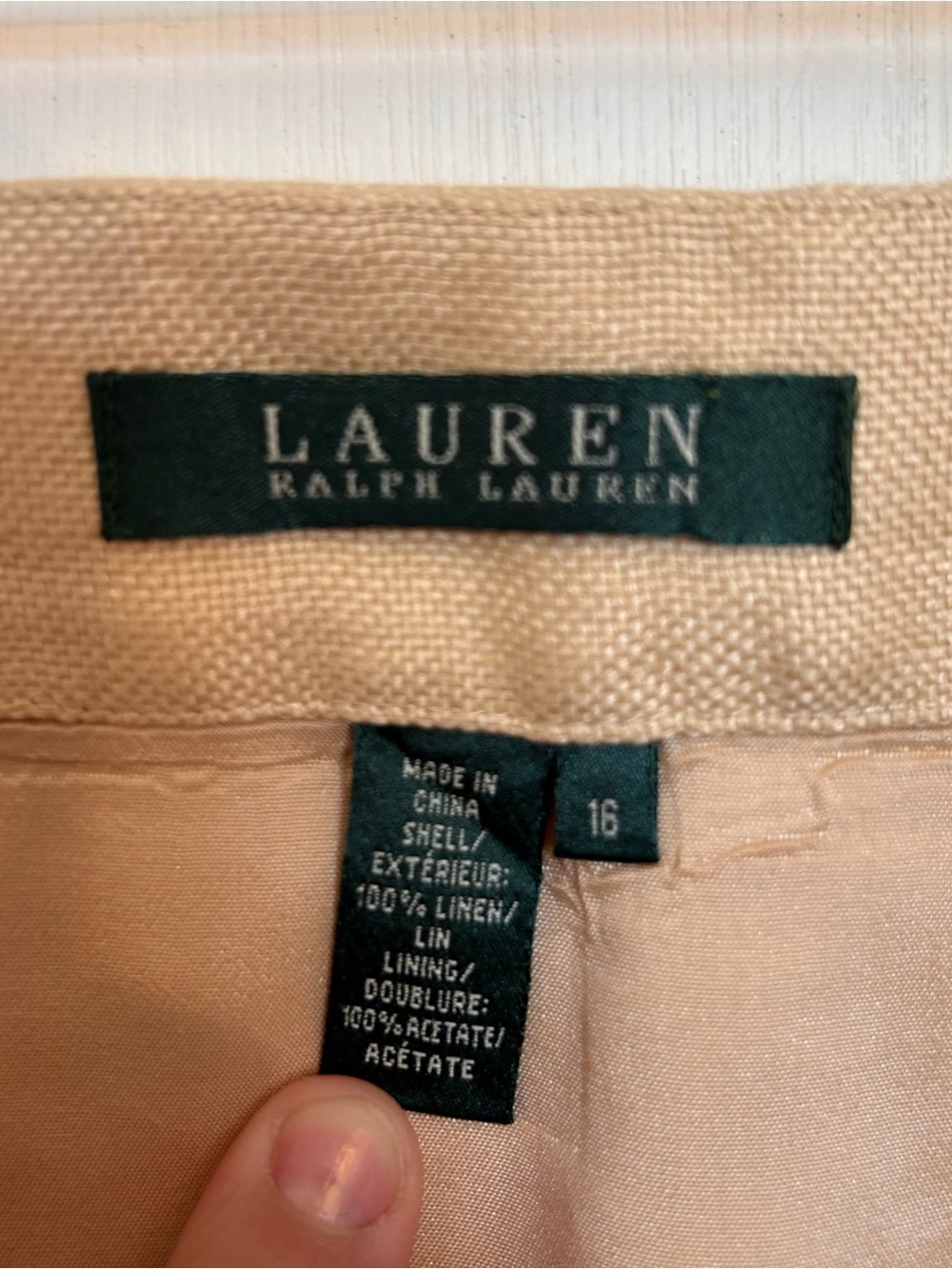 Lauren Ralph Lauren Tan A-Line Kick Pleat Skirt 100% linen - Picture 5 of 5